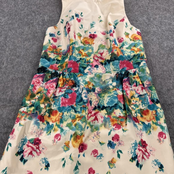Maeve Anthropologie Dress Womens 4 Ivory Floral Sleeveless Lined Fit & Flare - Picture 2 of 12